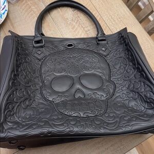 Loungefly Embossed Skull Accent Tote Bag